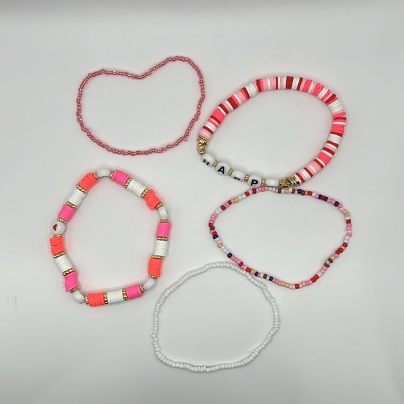 5PC Happy ❤️ Letter Bracelet Stack - Picture 2 of 4